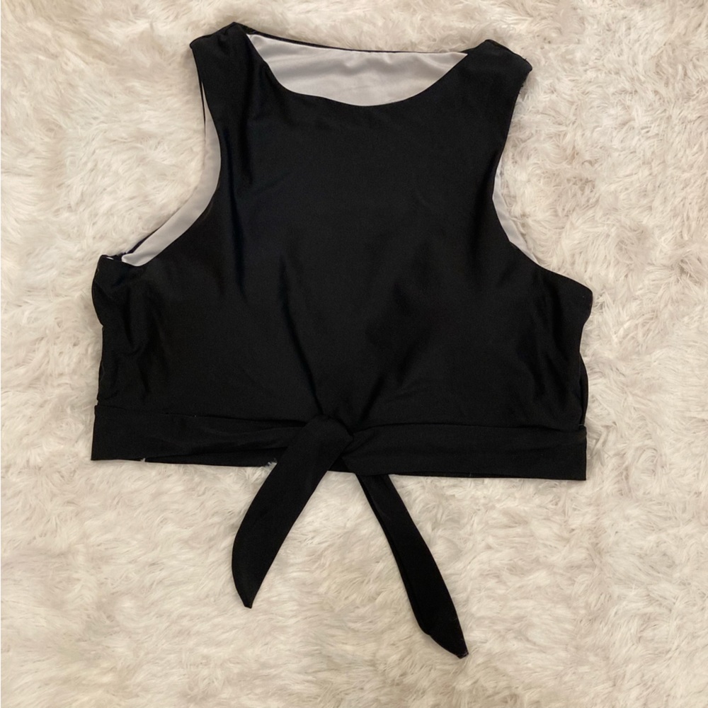 Black sports bra style bikini top